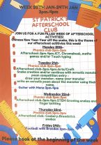 Afterschool activities week 20th-24th Jan 