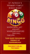 BINGO NIGHT FRIDAY 31ST JAN