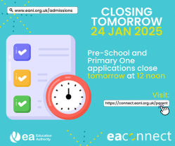 Pre School and Primary applications close tomorrow